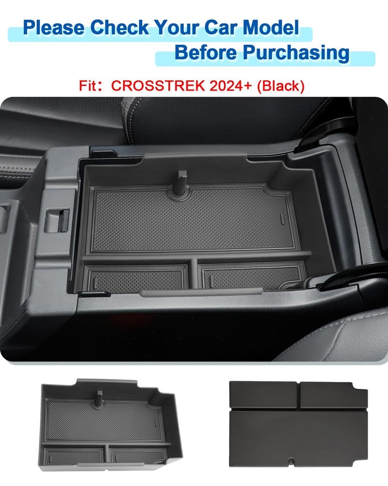 Coleya 2024 2025 Crosstrek Center Console Organizer for Subaru Crosstrek (Premium/Sport/Limited/Wilderness), 2024 Crosstrek Console Tray Insert Armrest Organizer Interior Accessories (with Black Mats) - Image 2